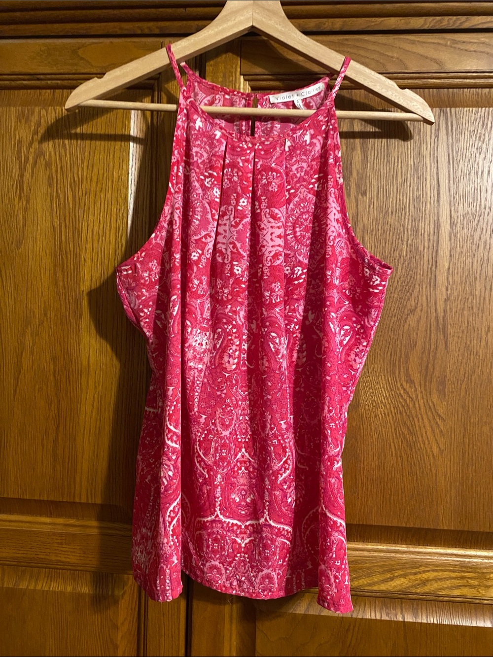 Violet & Claire Hot Pink Paisley Halter Neck Camisole